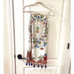 Farm Rio Tassel Trim linen blend dress size small